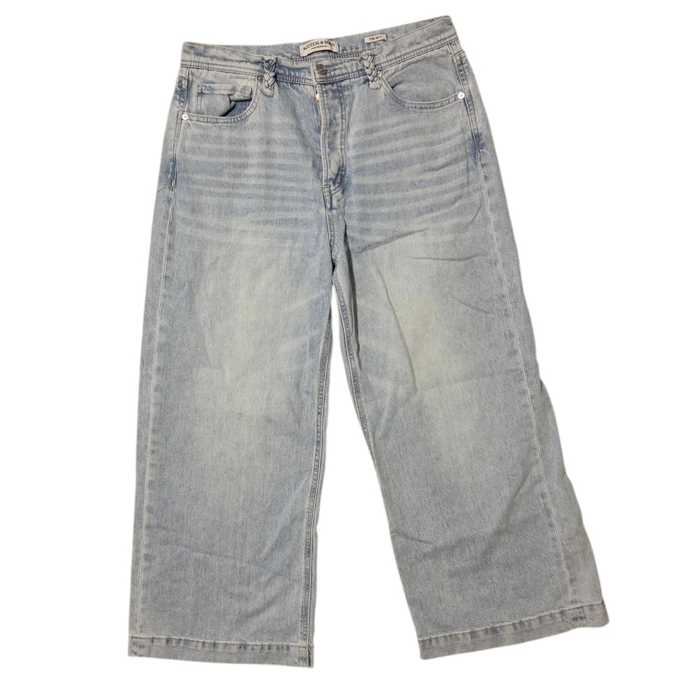 Scotch & SODA The Sky High Waist Straight Wide Leg Jeans Stone Wash Blue 10 / 30 - Picture 2 of 12
